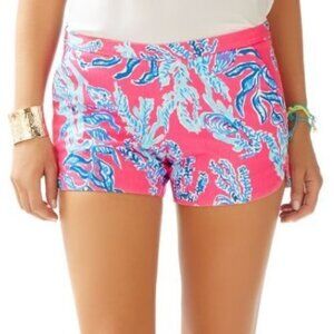 Lilly Pulitzer Adie Shorts Capri Pink Samba Print size 6 Pink Blue Coral